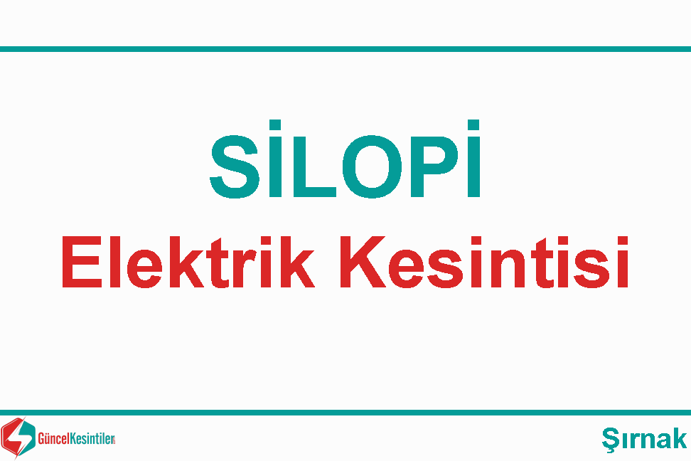 23 Aralık - Cumartesi : Şırnak, Silopi Yaşanan Elektrik Arıza Bilgisi